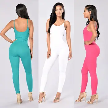 New Spaghetti Strap Leotard Women's Sleeveless Modest Jumpsuits Playsuits & Bodycon Bodysuits One Piece Jumpsuit