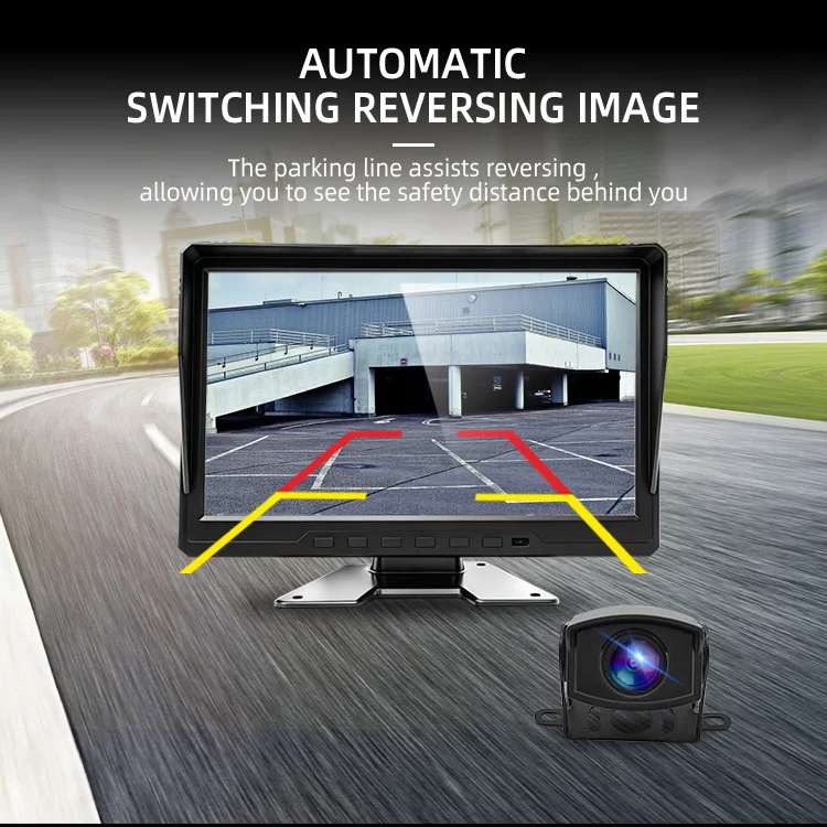 product wemaer 4 channel camera system 101 inch touch screen with reversing parking line for construction machinery truck loader crane-4