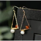 Hoop Fresh Water Pearl Triangle Big Hoop Earrings For 2021 Women