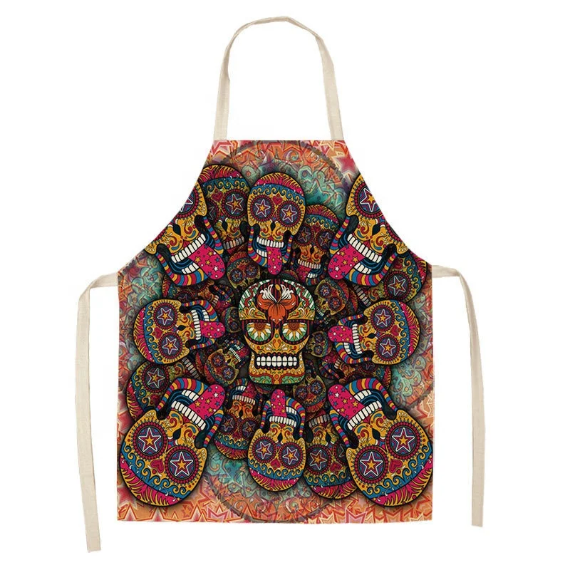 Halloween custom printing Creative Kitchen blank Apron Cooking Sleeveless Cotton Hemp Adult Aprons Home Cleaning Accessories