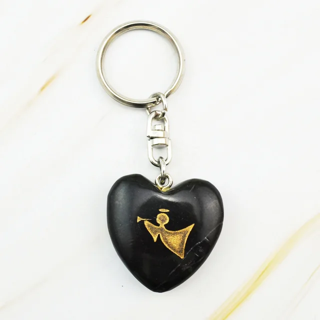 Factory Direct Stones Heart Keychain With Engraving Pocket Stone Heart For Customizable keychains for girls