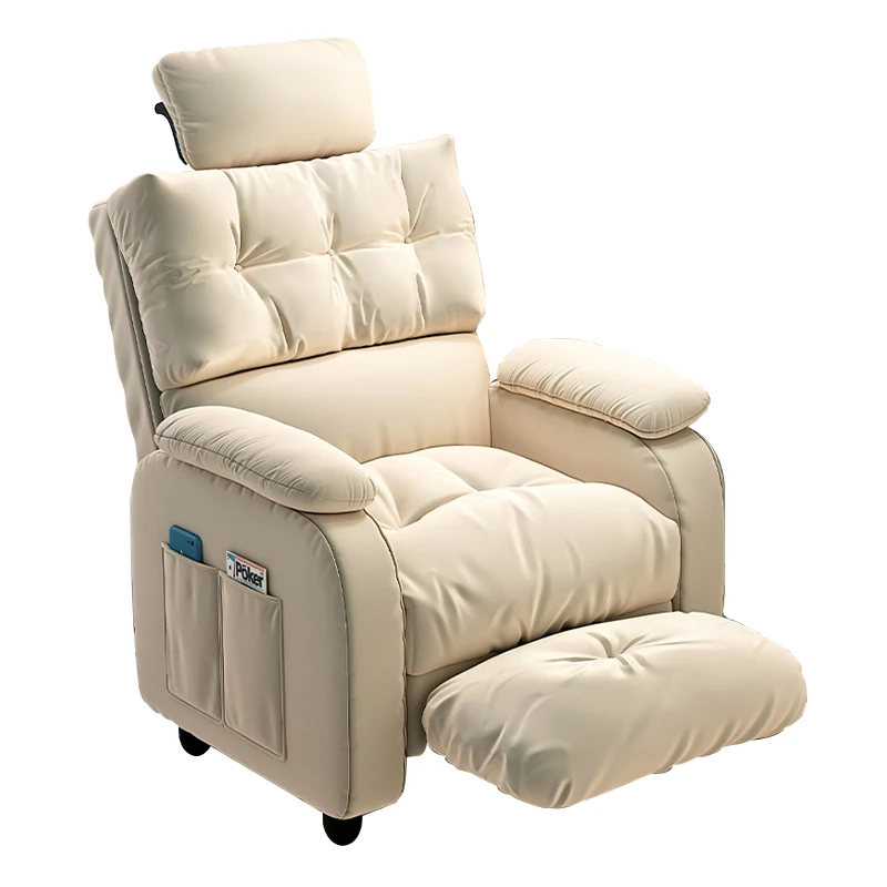 Furniture Padded Relaxing Chair Comes with Side Storage Pockets for Living Room Balcony and Bedroom