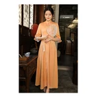 Suit Dress Elegant Ladies Embroidery Suit 100%Polyester Fiber Women Long Dress