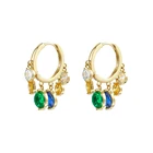 Earrings Crystal Cubic Zirconia Huggie Rhinestone Hoop Earrings 14k Gold Filled Plated Crystal Charm Dangle Earrings Hoops