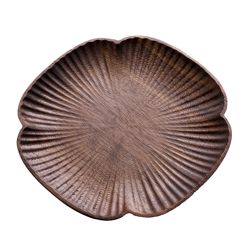 Solid Wood coaster black walnut four-leaf tea coaster, beech texture coaster heat insulation pad