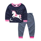 Wear Girl Baby Girl Set Unicorn Print Long Sleeve Home Wear Cotton Baby Girl Clothing Set