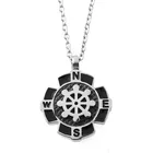 Pendant Creative Engraved Letter Hollow Fleur De Lis Round Compass Pendant For Men