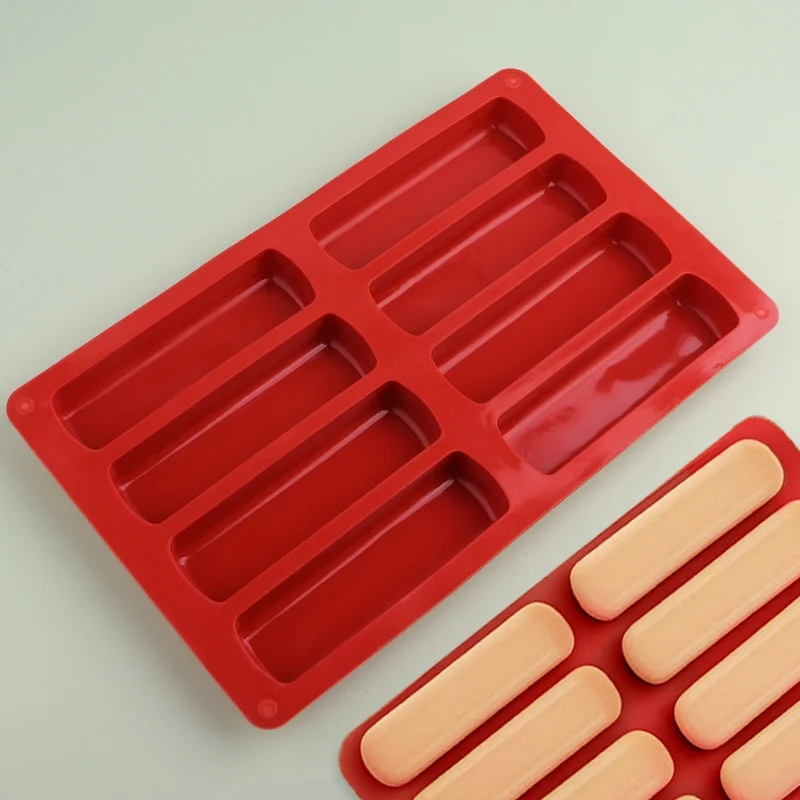 Food Grade Silicone 8 Cavity Rectangular Shape Chocolate Mousse Candy Oatmeal Pastry Mold Foldable Chocolate bar Mould supplier