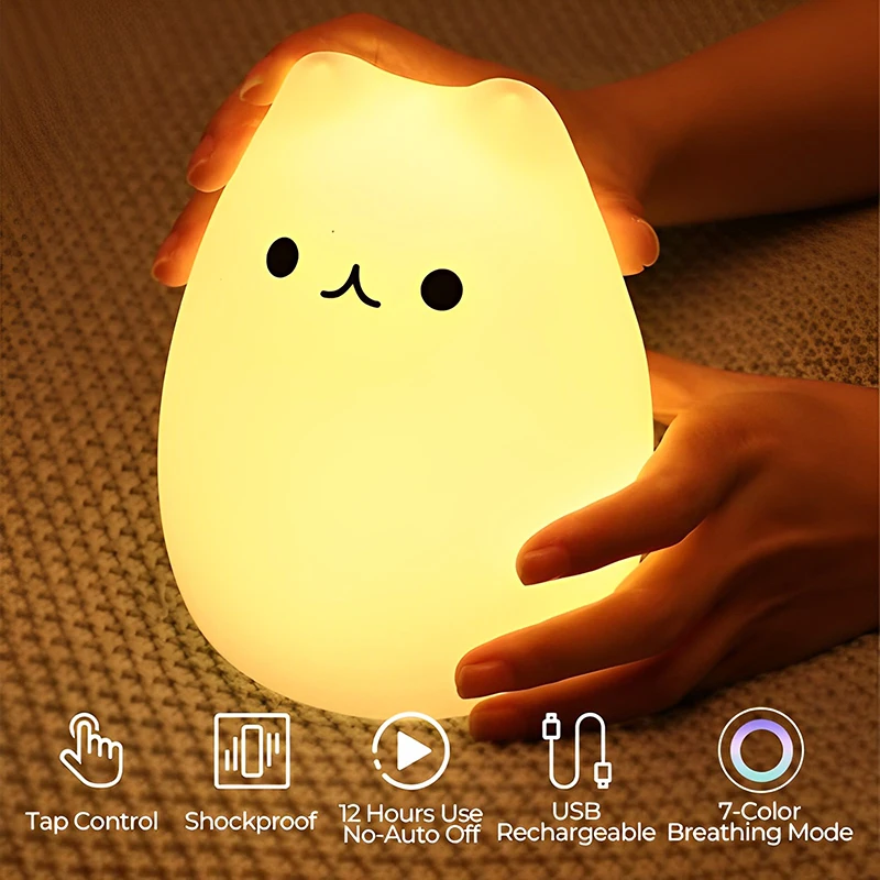 Unique Design Cute Silicone Cartoon Sensor Night Light Led, Kids Led Lights Portable, Table Lamps For Kids