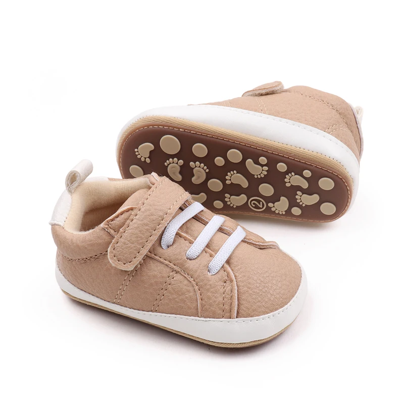 Fashion Trend Casual Solid Color PU Leather Baby Cute Rubber Soled Non-slip Toddler Shoes details
