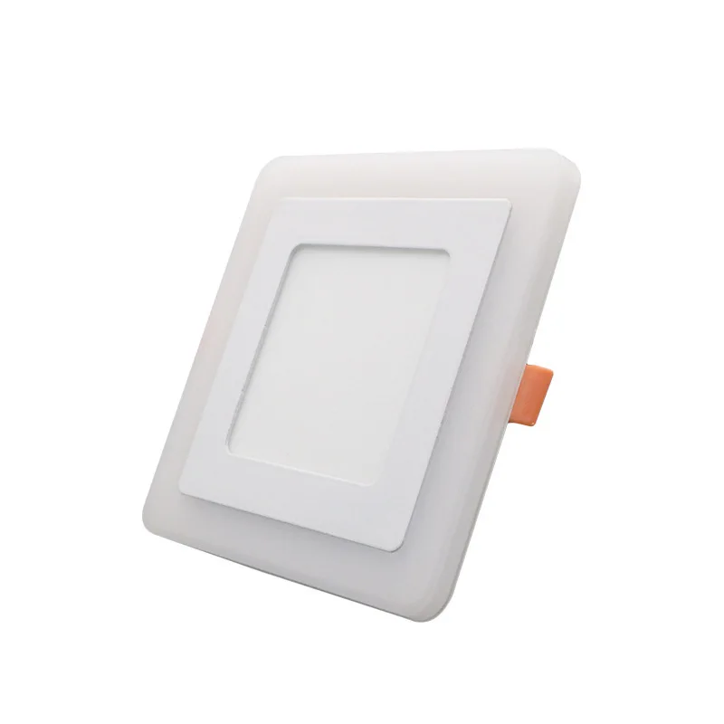 Two-color LED ultra-thin panel light embedded round concealed panel light Three-color sectional switch panel light downlight