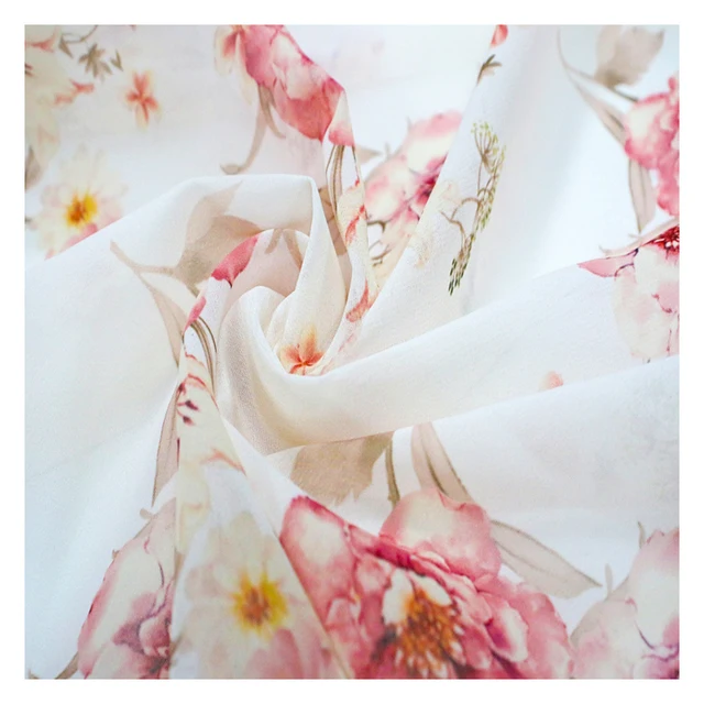 Factory Direct Custom Printed Lightweight 100% Polyester Chiffon Fabric Floral Design for Clothing and Crafts