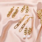 Chain Earrings Earrings Ins Hot Fashion Cuban Chain Jewelry 18k Gold Stainless Steel Women Pearl Earrings