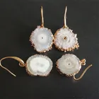 Real Hot Sell Real Stone Druzy Dangle Earrings Handmade Woman Natural Crystal Earring