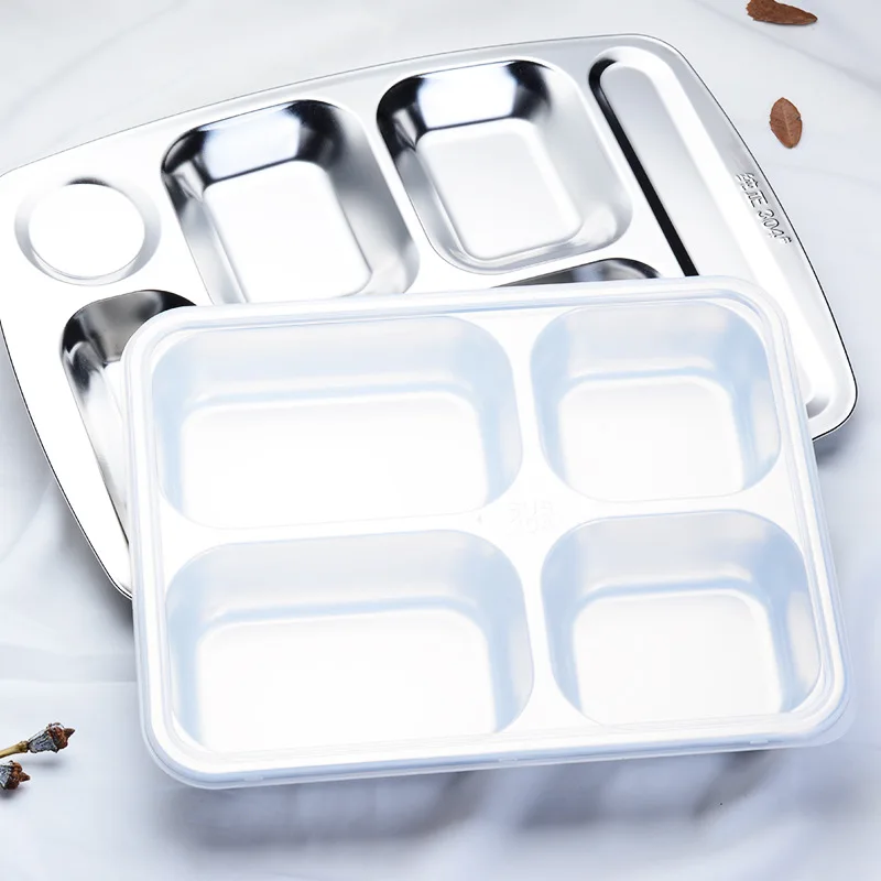 Wholesale  Stainless Lunch Tray With Compartment Food Plate For Lunch Dinner