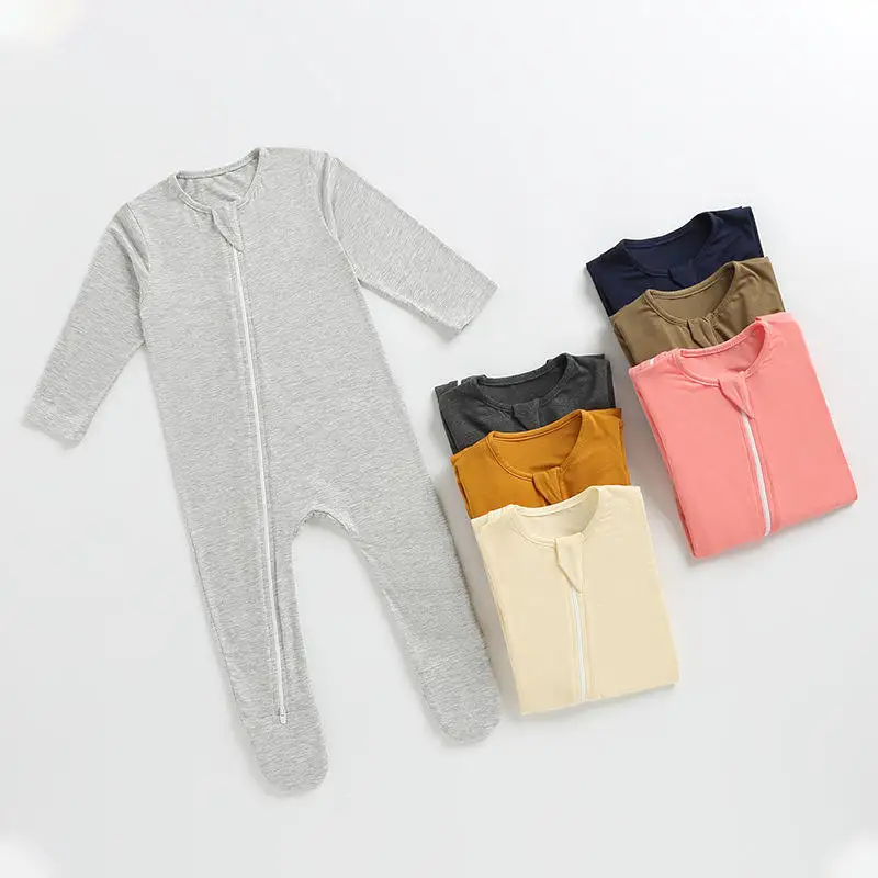 manufacturer High Quality Baby Sleepwear Sleeper Zip Romper Baby Plain Bamboo Baby Sleepwear