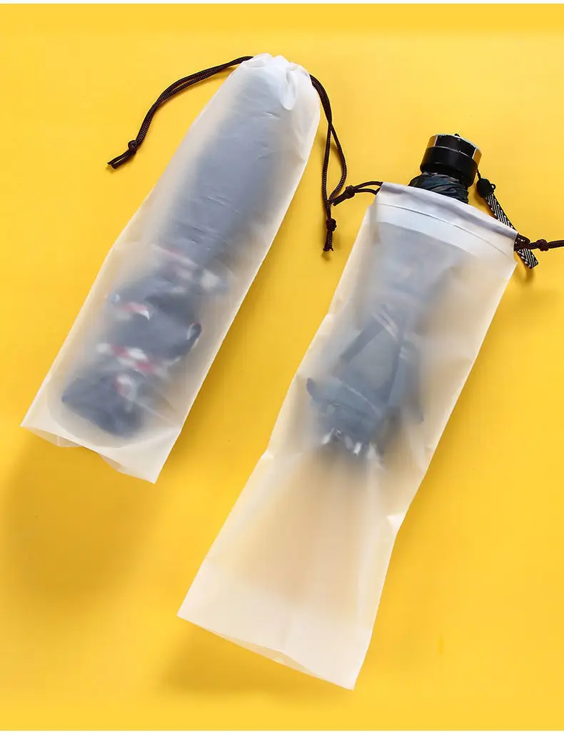 DD2714 Folding Carry Umbrella Bags With Drawstring Sleeves Waterproof Travel Wet Umbrella Cases Translucent Umbrella Storage Bag