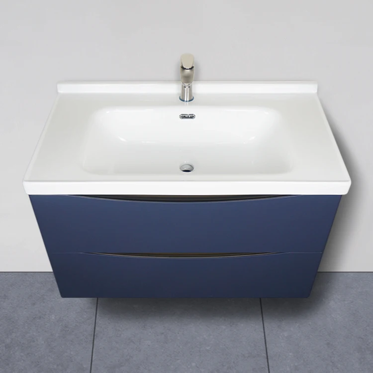 Tarpul European Sanitary Wares Bath Vanity Sink Basin Blue Modern Wall Mounted Bathroom Double Mirror Cabinet Set manufacture