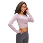 Shirt Women Eco Friendly Sport Workout Gym Soft Slim Long Sleeve Yoga T Shirt Short Top Women