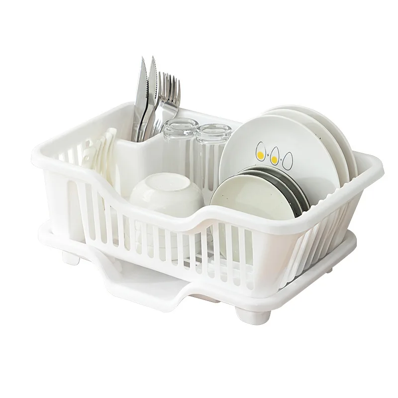 Hot Popular Design White Plastic Utensils Organizer Dish Drying Rack For Kitchen