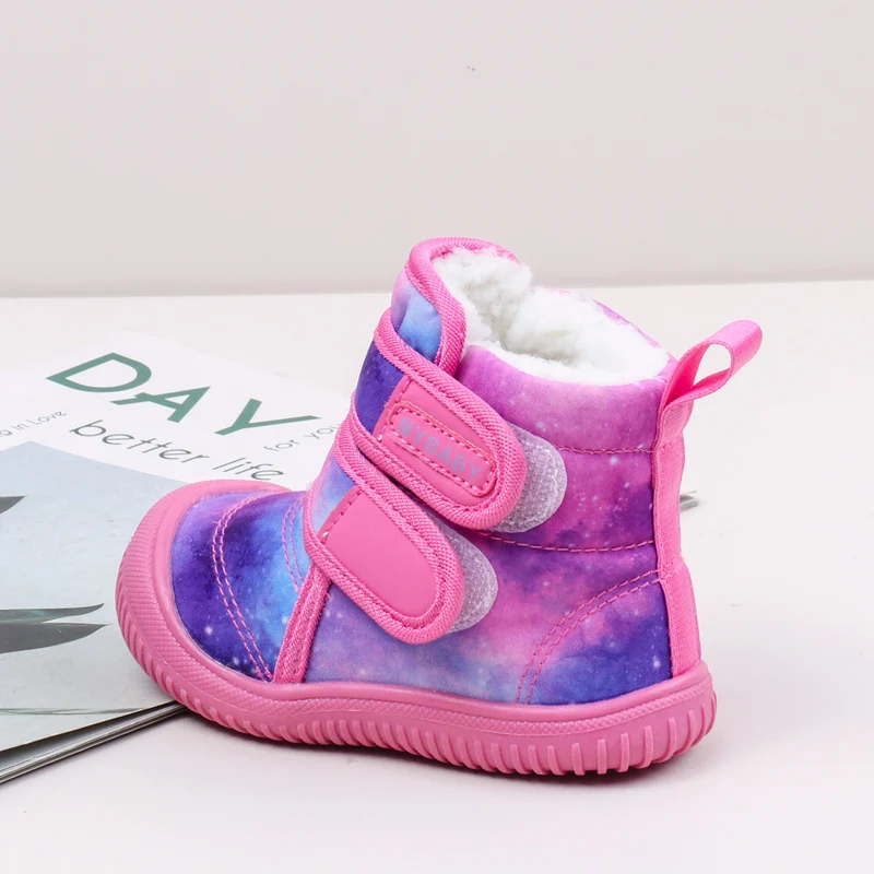 High Quality Baby Boots Winter Soft and Warm Rubber Sole Anti-slip Ankle Cover Little Boots rainbow Shoes for Kids factory