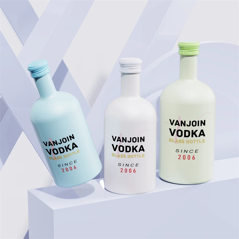 Vanjoin Custom 200ml 375ml 500ml 750ml 1000ml Empty Flint Glass Liquor Wine Vodka Tequila Bottle With with Cork Top