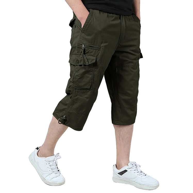Men Tactical Cotton Spandex Workwear Cargo Pants Khaki Multi-Pockets Work Hike Cargo Shorts Pants Outdoor Trousers