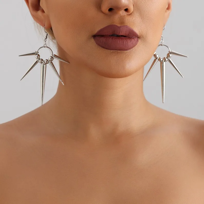 Punk personality earrings trendy and cool Irregular geometric earrings for men and women silver earrings