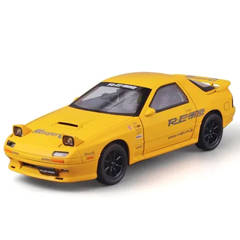 1/24 Mazda RX7 FD Initial D JDM 1:24 Diecast Metal Racing Miniature Toy Car Model Pull Back Sound Light Collection Gift Boys