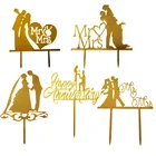 Party Factory Wholesales Cross-border Fancy For Children Adult Wedding Party Gold Acrylic Festival Cake Topper