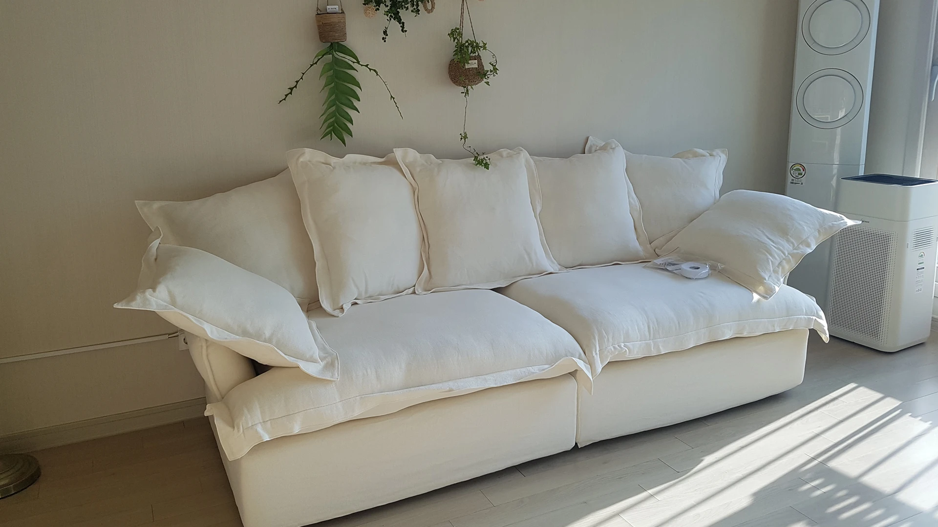 Couch Living Room White Short Pillow Edge Sofa Linen Duck Feather Single Sectional Sofa Couch