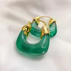 Resin Hoop Earrings Modern Acrylic Resin Lucite Jewelry Metallic Colorful Hoop U-Shaped Ear Women