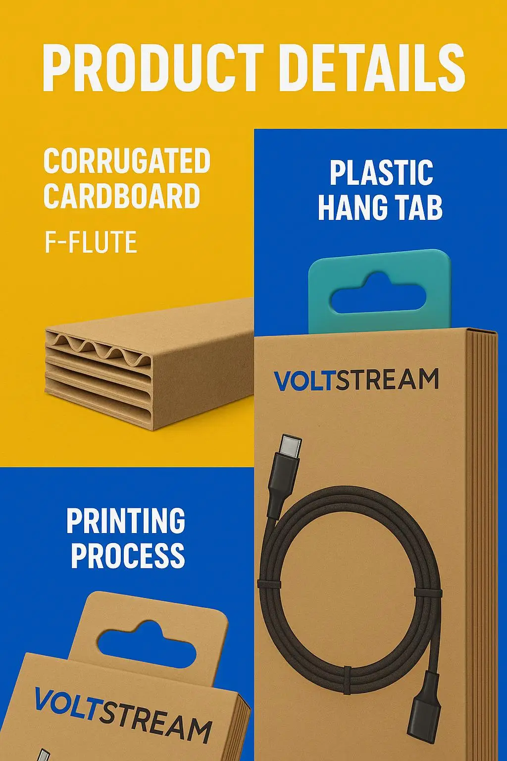 Custom Logo Cardboard Retail Box with Hanger for Consumer Electronics and Phone Accessories Packaging - detail 4
