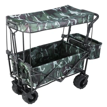 Heavy Duty Folding Utility Garden Cart With Big All-Terrain Beach Wheels & Huge Side Pockets (Huge) Push Cart Dolly Trolley Hand