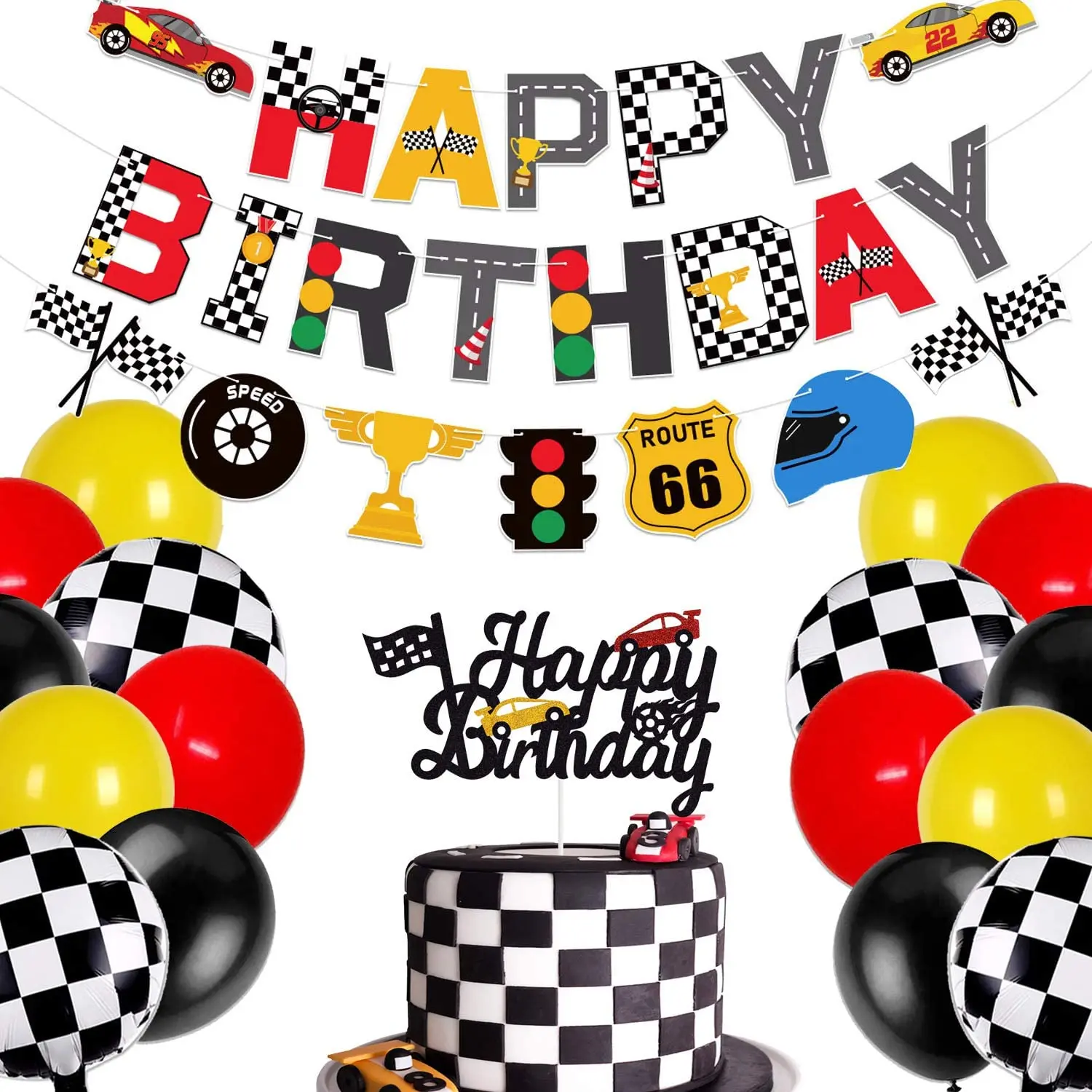 checkered flag birthday decorations