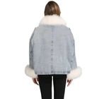Jacket Down Coat Customized Ladies Faux Fur Collar Washed Women Winter Coat Jeans Denim Jacket