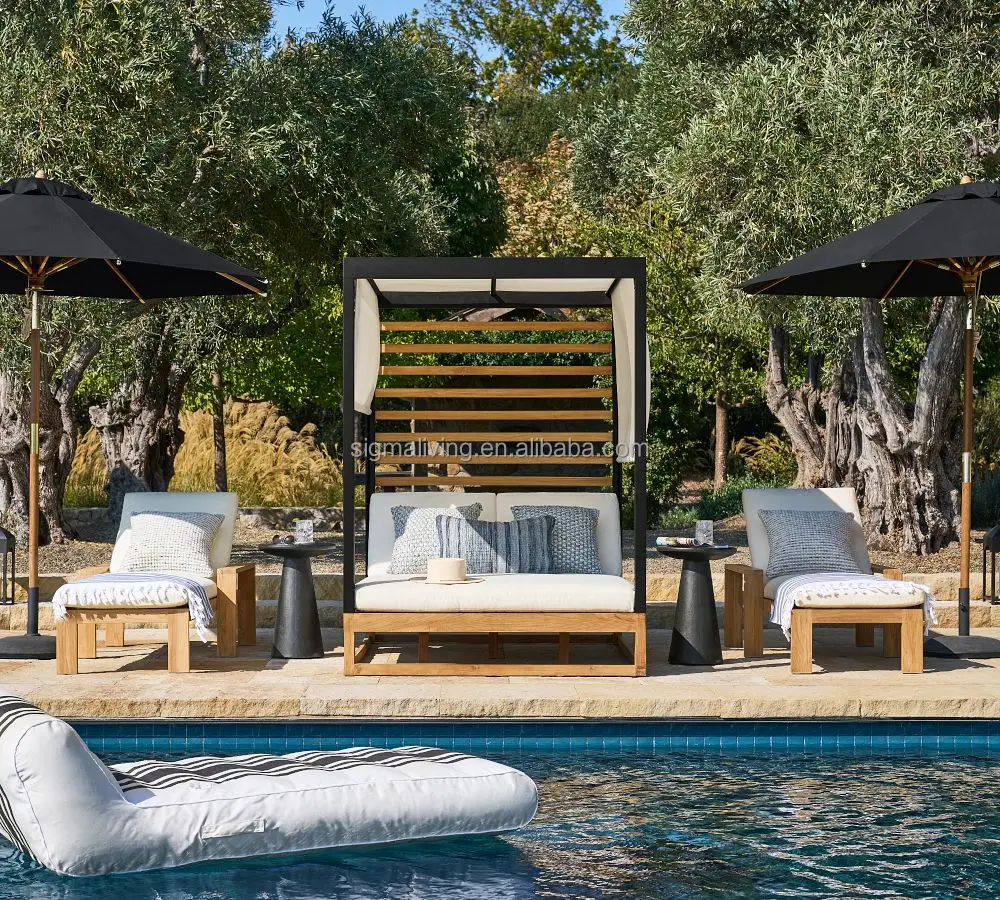 leisure garden teak daybed outdoor furniture canopy bed garden furniture patio sunbed