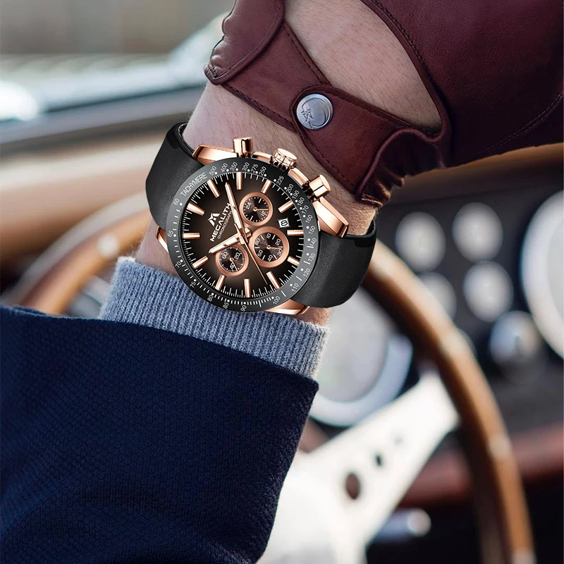 MEGALITH 8270 Classical Steel Wristwatch Luminous Luxury Quartz Men Watch