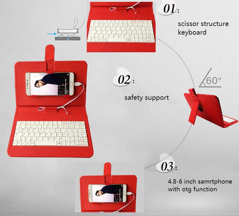 Universal Tablet Cover Leather Case with Key Board for IPad for Samsung Universal Tablet Keyboard Case