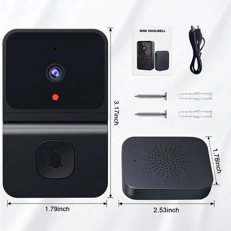 T23 Smart Video Doorbell Wire-Free Audio Intercom APP Control 2.4G Wifi Night Vision 480P Wide Angle House Camera Doorbell