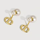 Dangle Earrings New Style Versatile Brass Gold-plated Personalized Letter Dangle Pearls Earrings