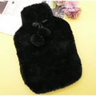 Fashion Bag Bag Water Bag Black Fashion Luxury Hot Water Bottle Bag Natural Rubber Safety With Faux Fur Cover