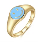 Rings Ring Joyeria Anillos Custom Smile Face Rings For Women Simple Girl Brass 18K Gold Plating Copper Ring