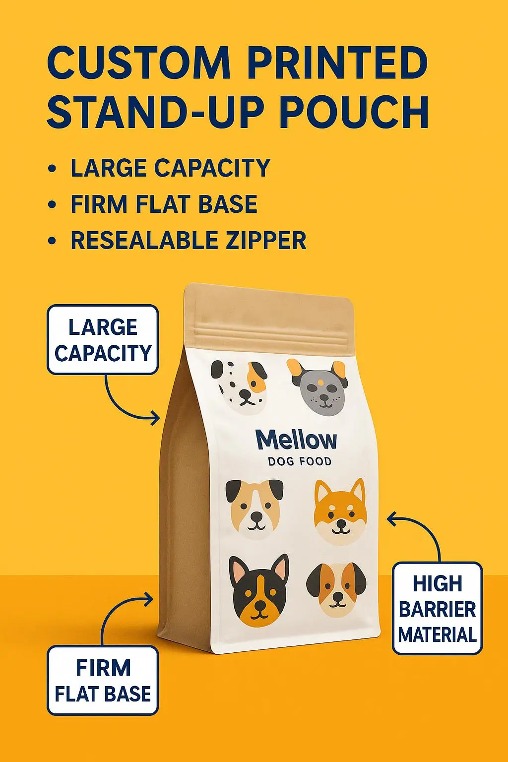 Custom Printed Flat Bottom Pouch for Dry Dog and Cat Food - detail 3