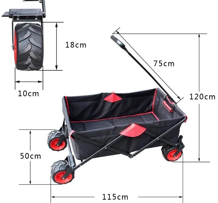 Portable shopping tour hand luggage cart outdoor camping beach fishing folding camping cart