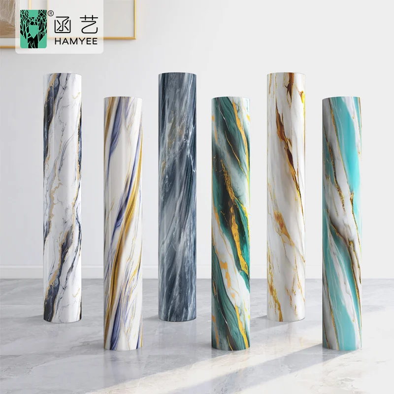 product high gloss marble self adhesive wallpaper vinyl foam roll foil marble wall tile stickers for wall decoration-58