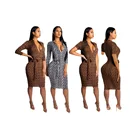 Dress Cross-Border Amazon Hot And Fashionable In Europe And America V Women's Slim-Fit Sexy One-Piece Dress