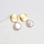 Pearl Earrings Pearl Silver Earring Freshwater Coin Pearl 925 Sterling Silver Statement Earrings
