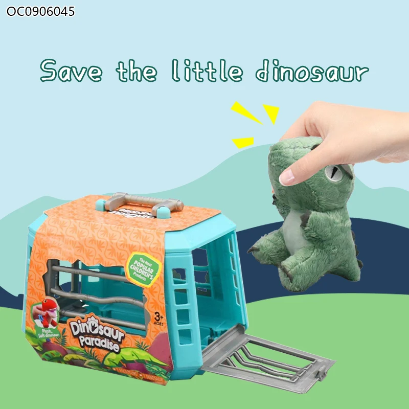 Children small hand toy educational dinosaur plush stuffed animal with storage box