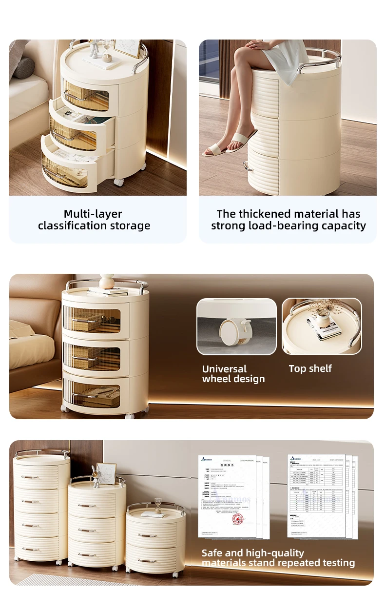 Wannuo 2-5 Layers Plastic Bedside Table Bedroom Bedside Table Flexible Plastic Storage Drawers With Wheels factory